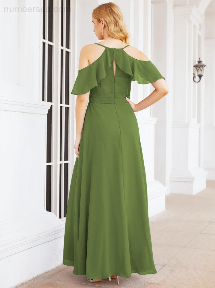 Robes longues de demoiselle d'honneur Numbersea à épaules dénudées, fente latérale, robes de bal formelles pour fête et mariage 28070
