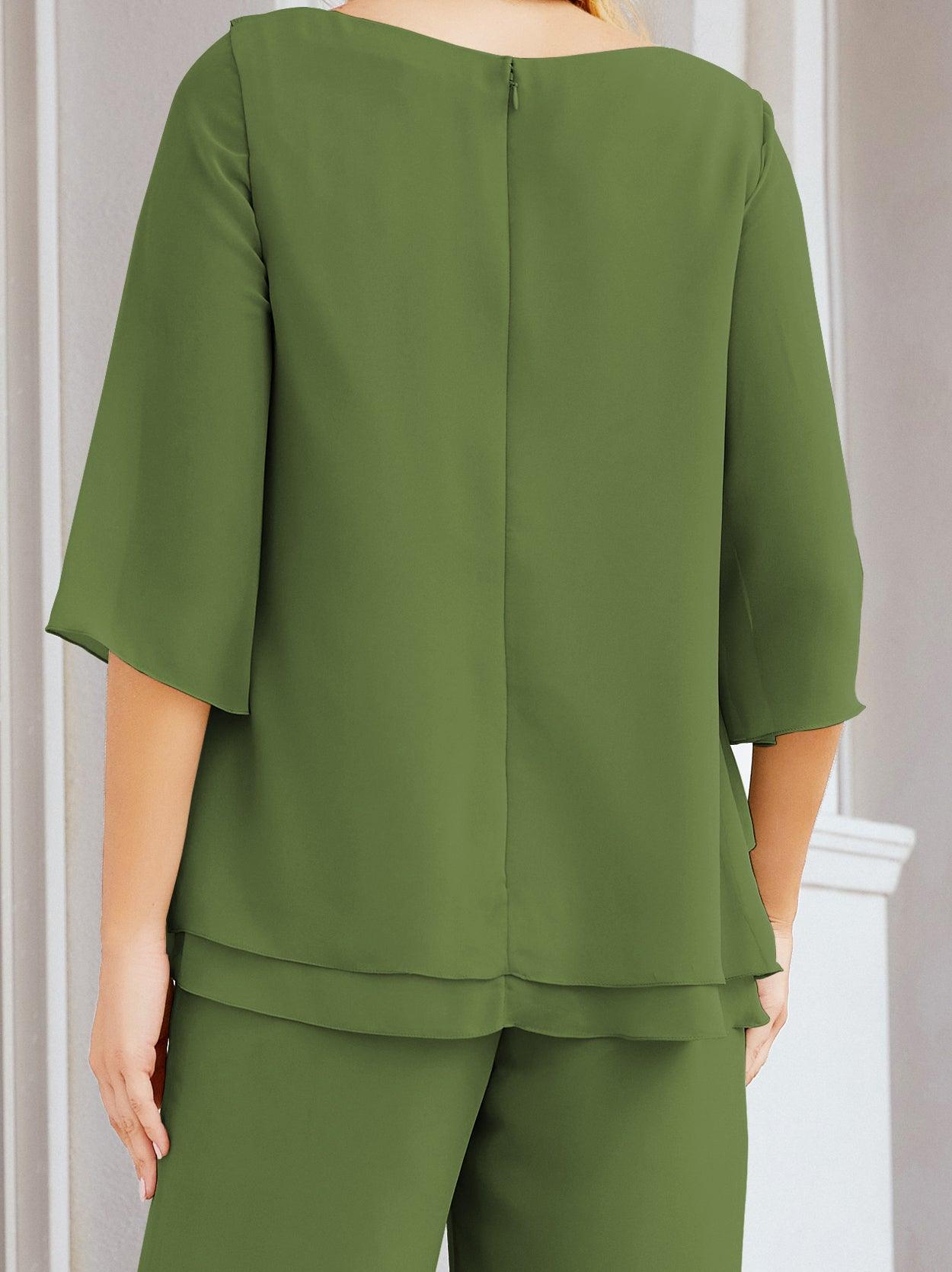 Robe de mariée élégante pour la mère de la mariée en deux pièces, tailleur pantalon grande taille à volants superposés, peignoir argenté 28064
