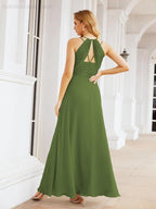 Numbersea Robes de demoiselle d'honneur pour femmes à bretelles doubles spaghetti Robe longue de soirée formelle fendue sur le côté 28051