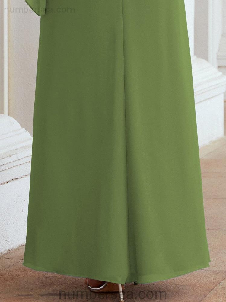 Robe de soirée formelle longue pour mère de la mariée avec cape à volants 28026