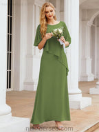 Robe de soirée formelle longue pour mère de la mariée avec cape à volants 28026