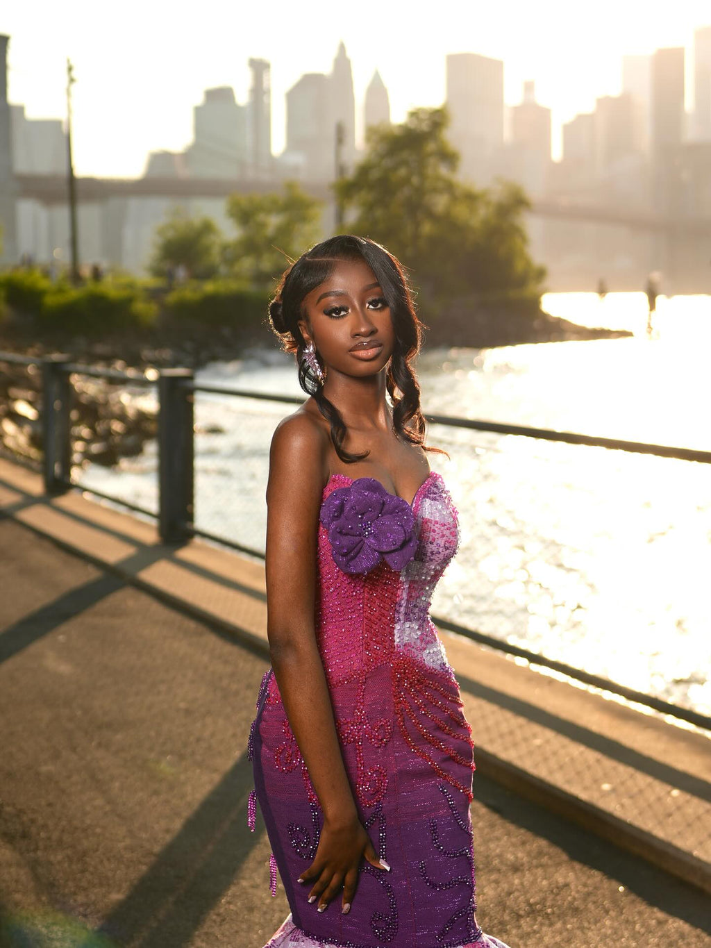 Magenta And Royal Purple Mermaid Prom Dress With Heritage Inspired Ruffle