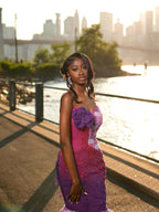 Magenta And Royal Purple Mermaid Prom Dress With Heritage Inspired Ruffle