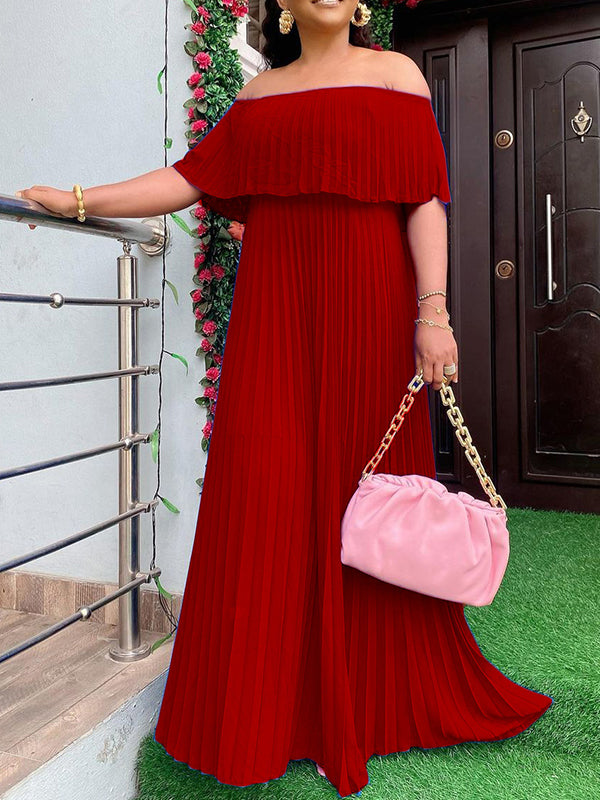 Wickel-, Plissee- und einfarbige, schulterfreie Abendkleider 