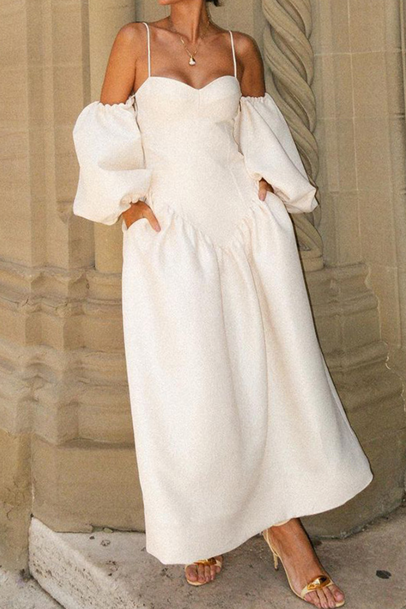 Abiti da sera a tinta unita con scollo a V e taschina, eleganti