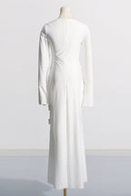 Elegante, solide Metall-Accessoires, Dekoration, Falten, O-Ausschnitt, Abendkleider (3 Farben) 