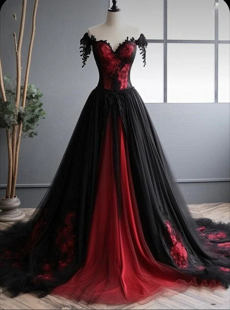 Unico abito lungo da sera verde con scollo a cuore, spalle scoperte, linea a trapezio e tulle, modello Y7795