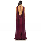 Burgundy Mermaid Women's Evening Gown Boat Neck Evening Dress For Wedding  Sleeveless  Long Backless Formal Dress