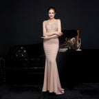 Full Lace European Diamond Toast Bride Fishtail Evening Dress