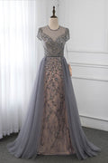 BMbridal Jewel Appliques Short Sleeve Prom Dress With Rhinestones Online