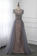 BMbridal Jewel Appliques Short Sleeve Prom Dress With Rhinestones Online