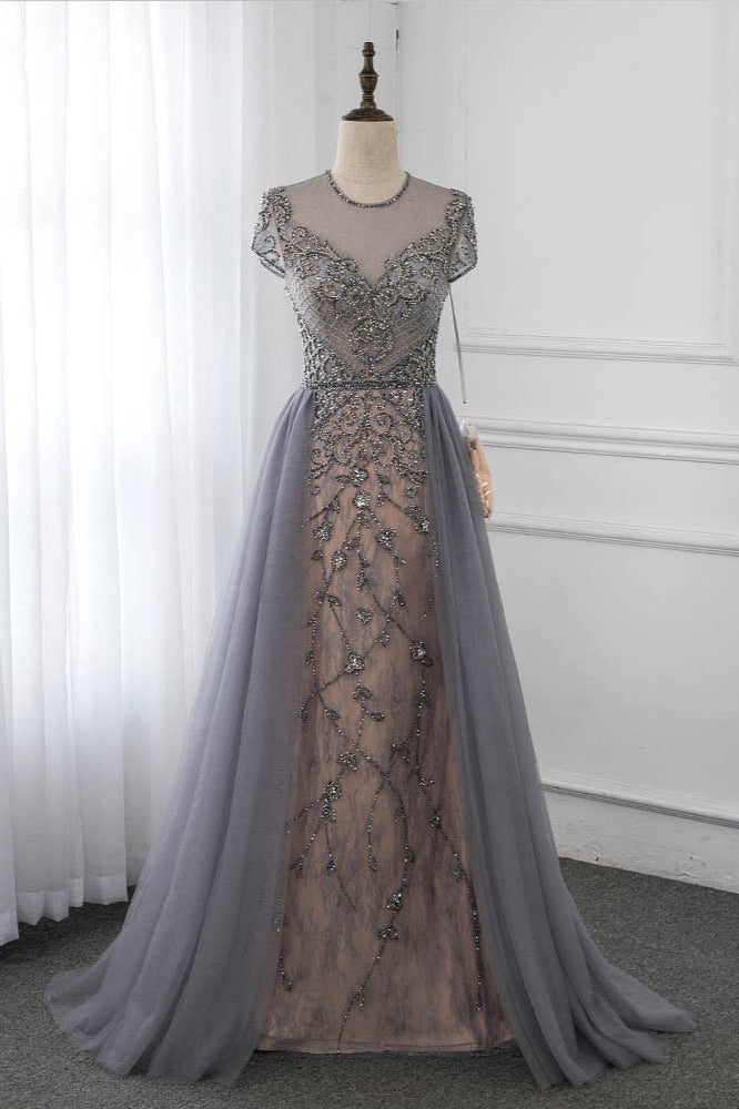 BMbridal Jewel Appliques Short Sleeve Prom Dress With Rhinestones Online