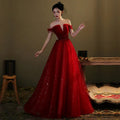 Abito lungo da sera rosso in tulle con paillettes, abito da ballo rosso Y1179
