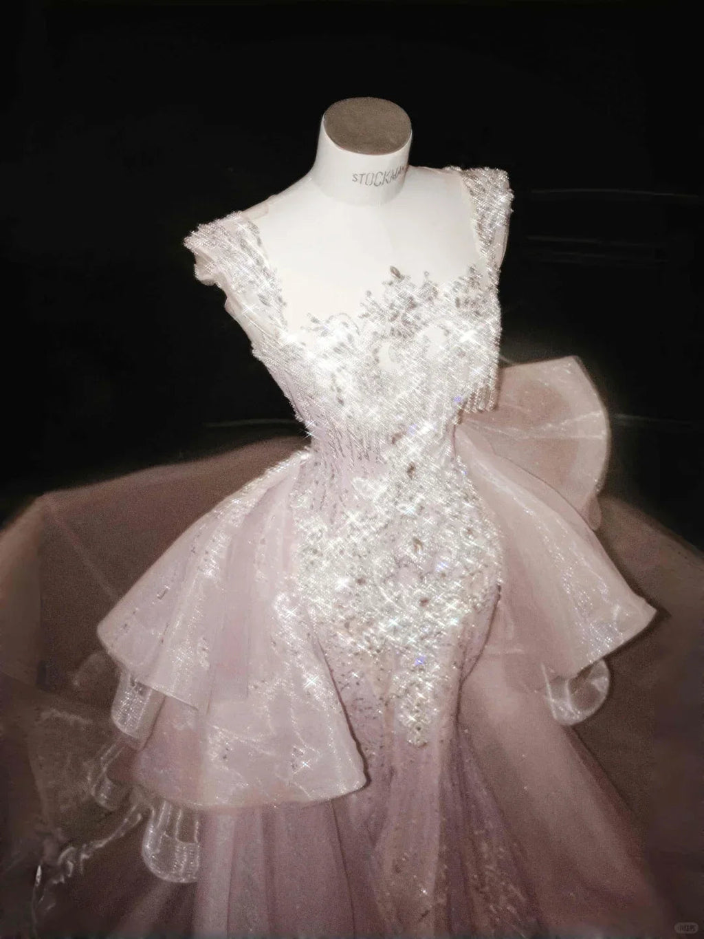 Abito da sera formale a sirena in tulle lavanda incantata con perline Y8669