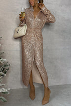 SEQUIN MIDI DRESS