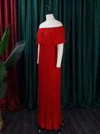 Wickel-, Plissee- und einfarbige, schulterfreie Abendkleider 