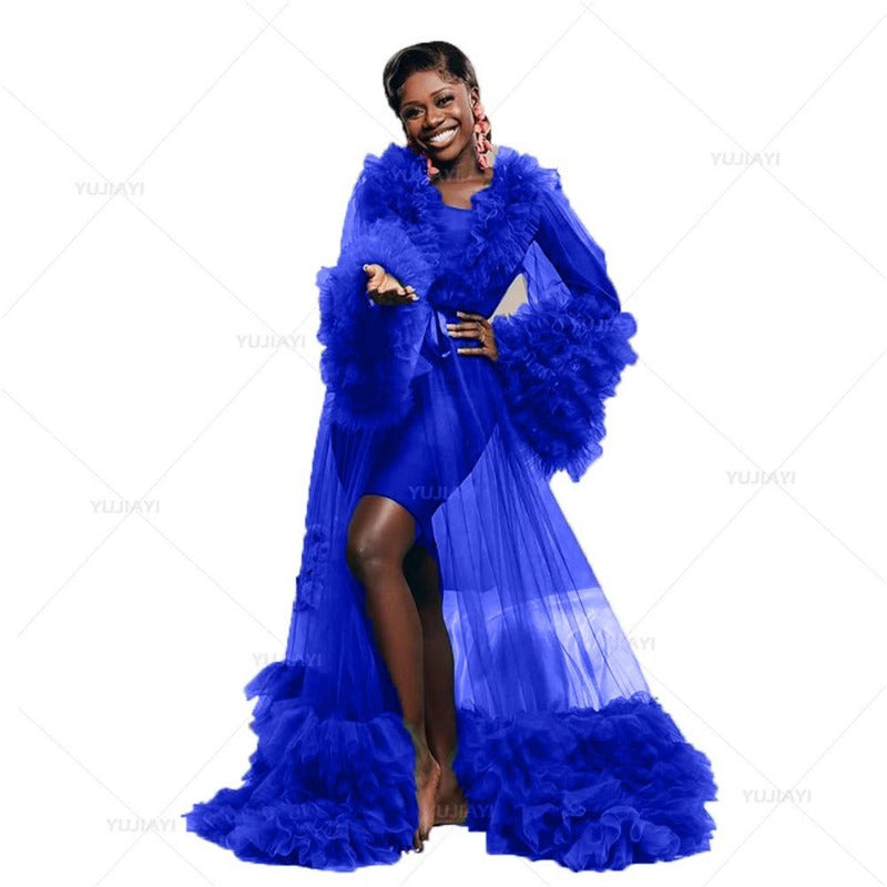 Bridal ball dress shooting fluffy tulle robe pregnant woman wedding party dress