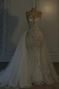 Halter Sleeveless Mermaid Prom Dress With Beading Tulle Custom Colors Sizes