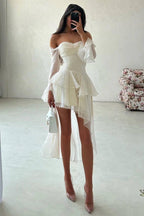 Strapless Off Shoulder Short Prom Dress With Ruffles And Custom Colors