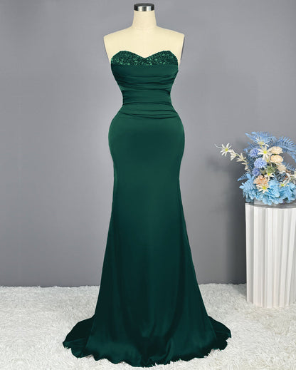 Sleeveless Mermaid Long Prom Gown with Sequined Sweetheart