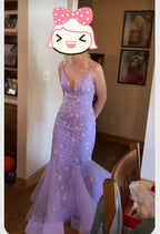 Abito da sera elegante lilla chiaro a sirena Abito da ballo Abito per laurea Y300