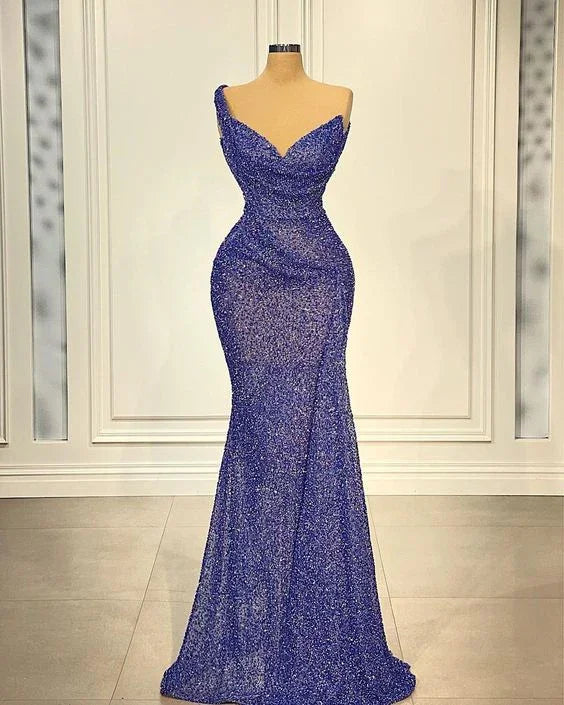 Abito da sera blu elegante squisito lungo fino al pavimento stile Dubai arabo Y4732