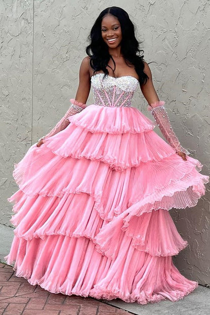 Roycebridal Lana | Vestido de fiesta de organza con escote en forma de A y mangas desmontables.