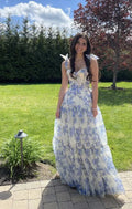 Abito da sera lungo a linea ad A in chiffon con motivo floreale speciale Y6721