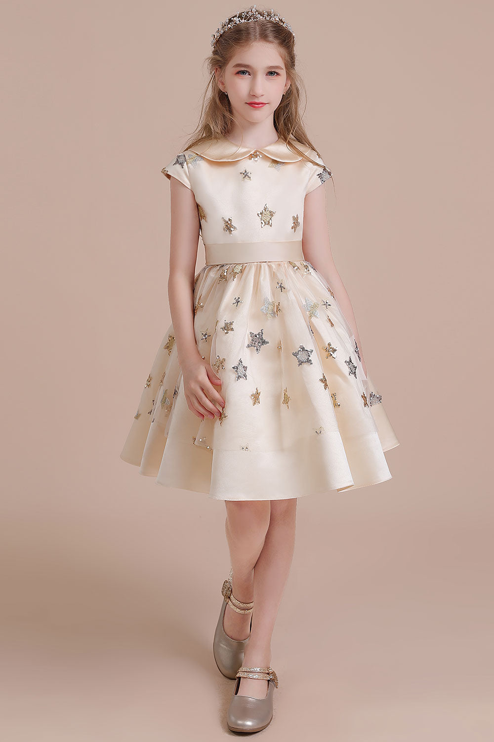 BMbridal A-Line Cap Sleeve Star Sequins Tulle Flower Girl Dress Online