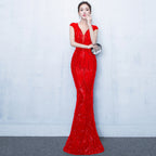 Banquet Evening Dress: Elegant Slim-Fit Fish Tail for Women, Perfect for Autumn/Winter Annual Meetings