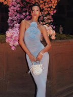 TARUXY Flower Splice Mesh Bodycon Kleid für Frauen Sommer Sexy Slim Lange Kleider Damen Party Sexy Backless Abendkleid Frau 