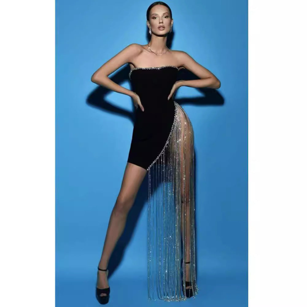 Sexy Strapless Slit Bandage Mini Prom Dress