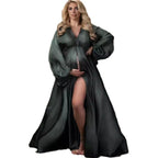 Long lantern sleeve maternity clothes v-neck maternity dress portrait dress