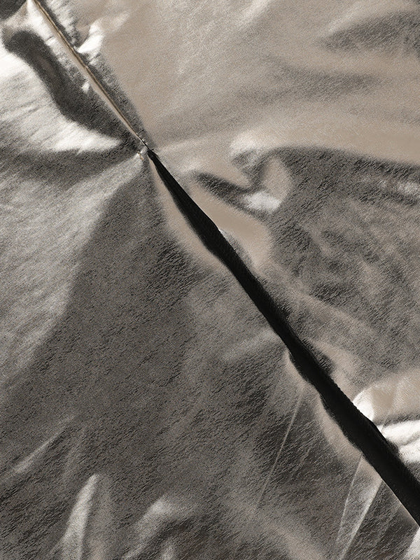 Skinny Sleeveless Asymmetric Pleated Shiny Split-Back Split-Joint One-Shoulder Evening Dresses Maxi Dresses