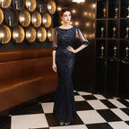 Banquet Elegant Long Sleeve Sequined Queen Fishtail Evening Dress