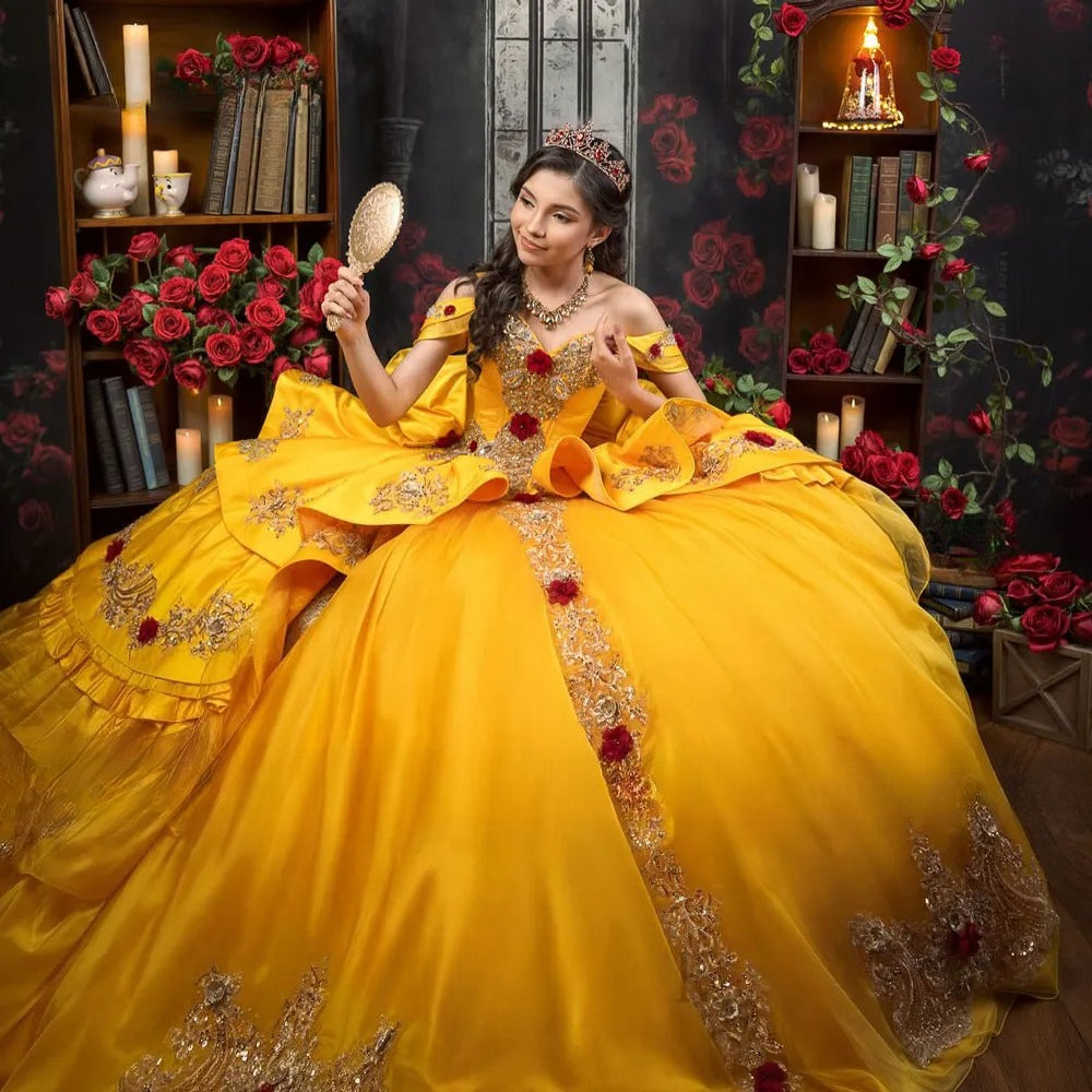 Customized Gold Yellow Princess Quinceanera Dresses 2026 Luxury Ball Gown Sweet 16 Birthday Vestidos Para De 15 Años Quinceañera