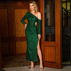 Women Clothing Christmas Sexy Tight Dress Elegant Sequ Dress Asymmetric Prom Evening Dress