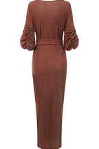 Vestido de noche sexy con cuello en V y parches lisos (3 colores) 