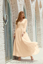 Abito da damigella Numbersea in chiffon, abito formale per festa, abito da sera 28016