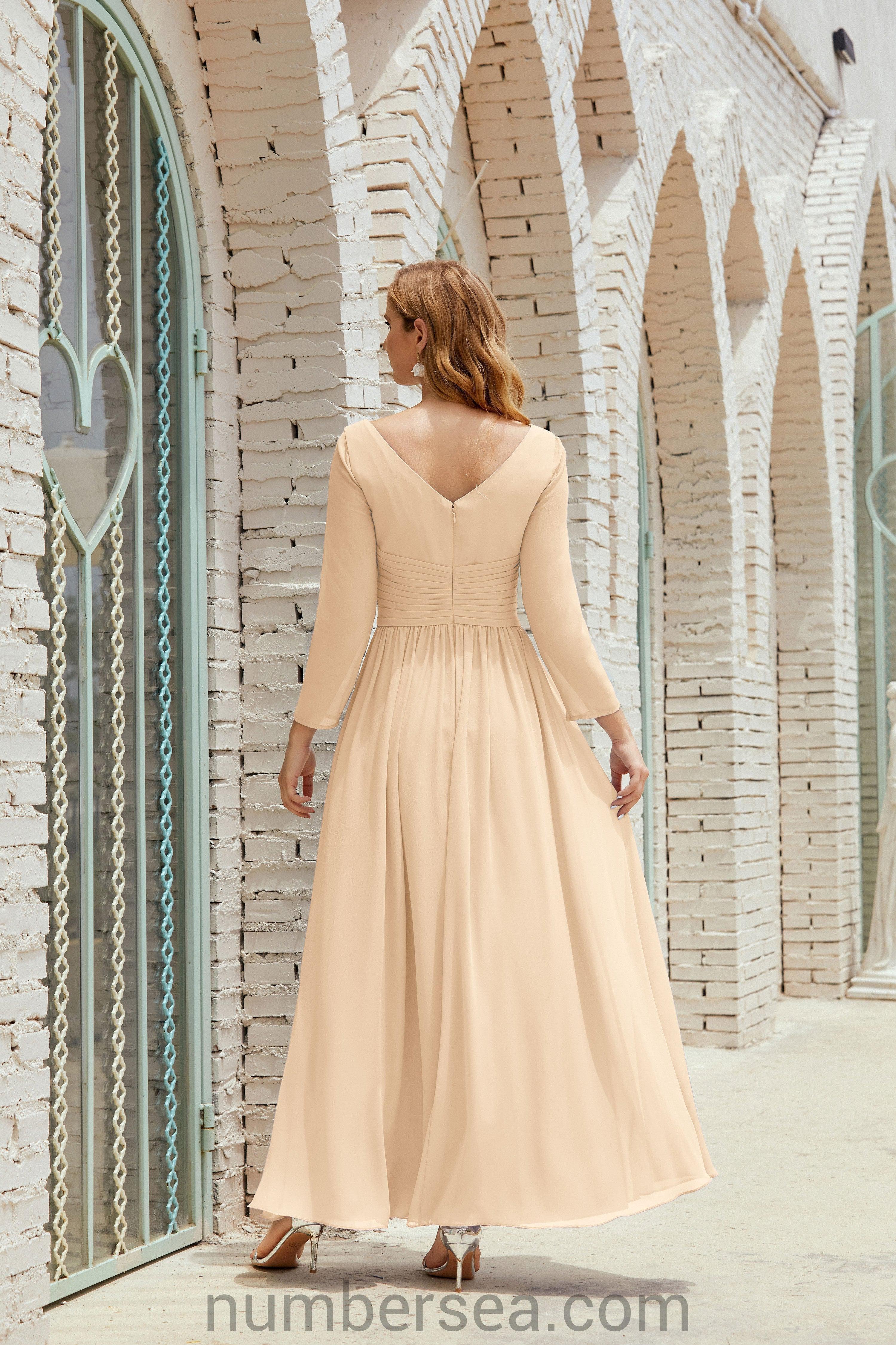 Abito da damigella Numbersea in chiffon, abito formale per festa, abito da sera 28016