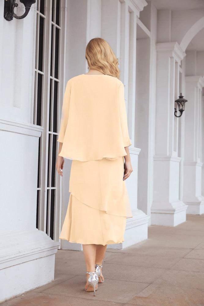 Robe de mariage de la mère de la mariée en deux pièces, ligne A, pour cérémonie et soirée formelle, modèle 28072