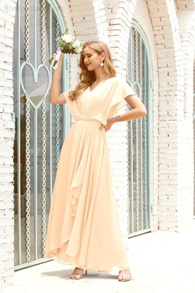 Robe de la Mère de la Mariée Grande Taille Col en V Longueur Solennelle Robe de Bal Formelle pour Invité de Mariage 28020