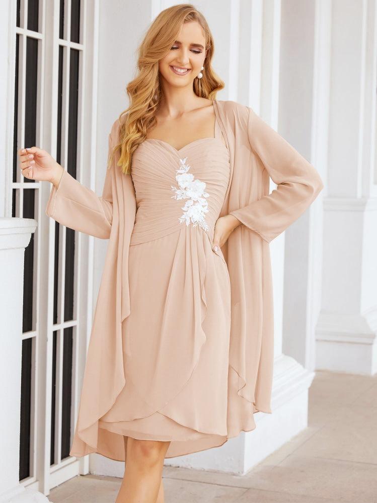 Vestidos de Mãe do Noivo Aplicações de Renda para Convidados de Casamento 28066