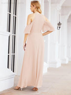 Robe de demoiselle d'honneur asymétrique, robe de soirée longue formelle ligne A 28074