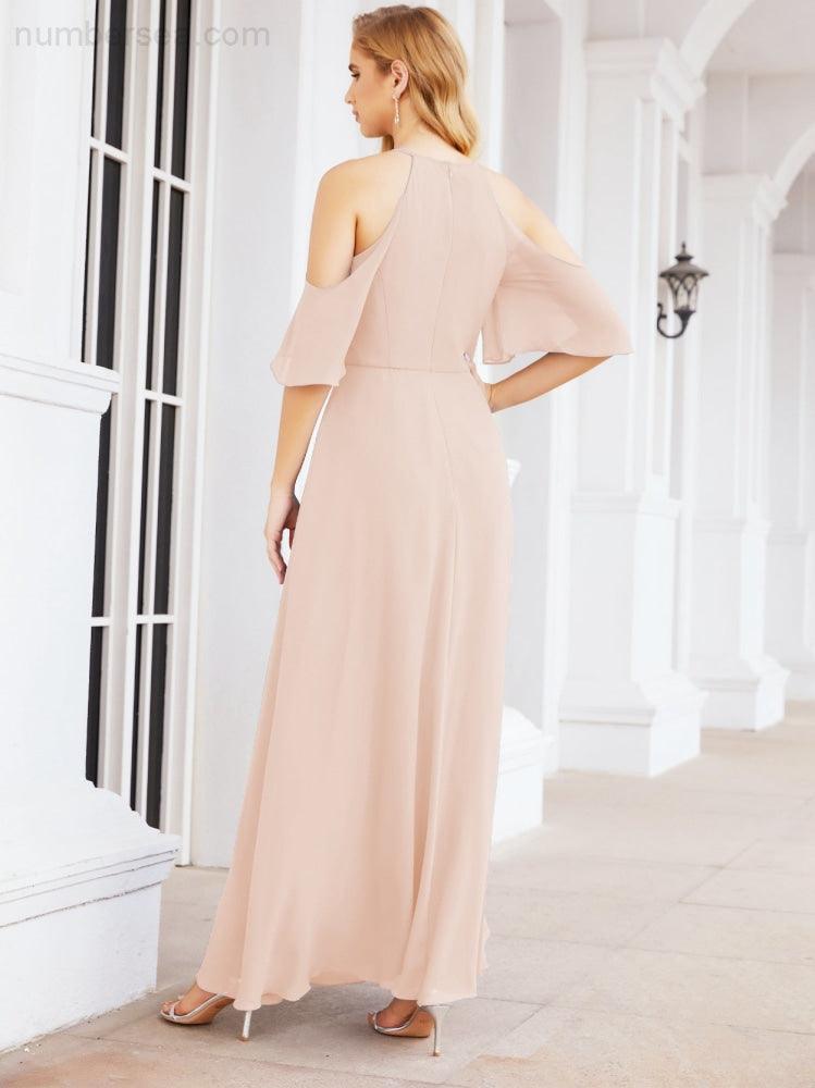 Robe de demoiselle d'honneur asymétrique, robe de soirée longue formelle ligne A 28074
