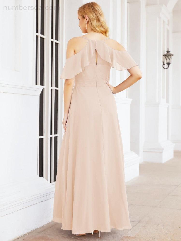 Robes longues de demoiselle d'honneur Numbersea à épaules dénudées, fente latérale, robes de bal formelles pour fête et mariage 28070