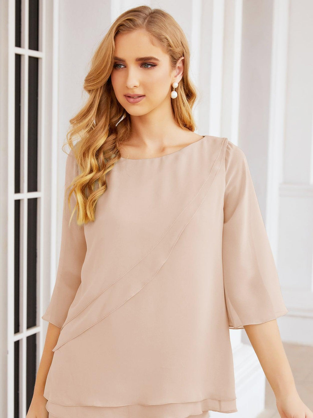 Robe de mariée élégante pour la mère de la mariée en deux pièces, tailleur pantalon grande taille à volants superposés, peignoir argenté 28064