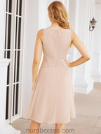 Vestidos para a Mãe da Noiva Vestido de Baile de Finalistas Vestido Casual Pregueado 28065