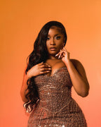 Rose Gold Radiance Hand Beaded Mermaid Evening Gown With Sweetheart Neckline
