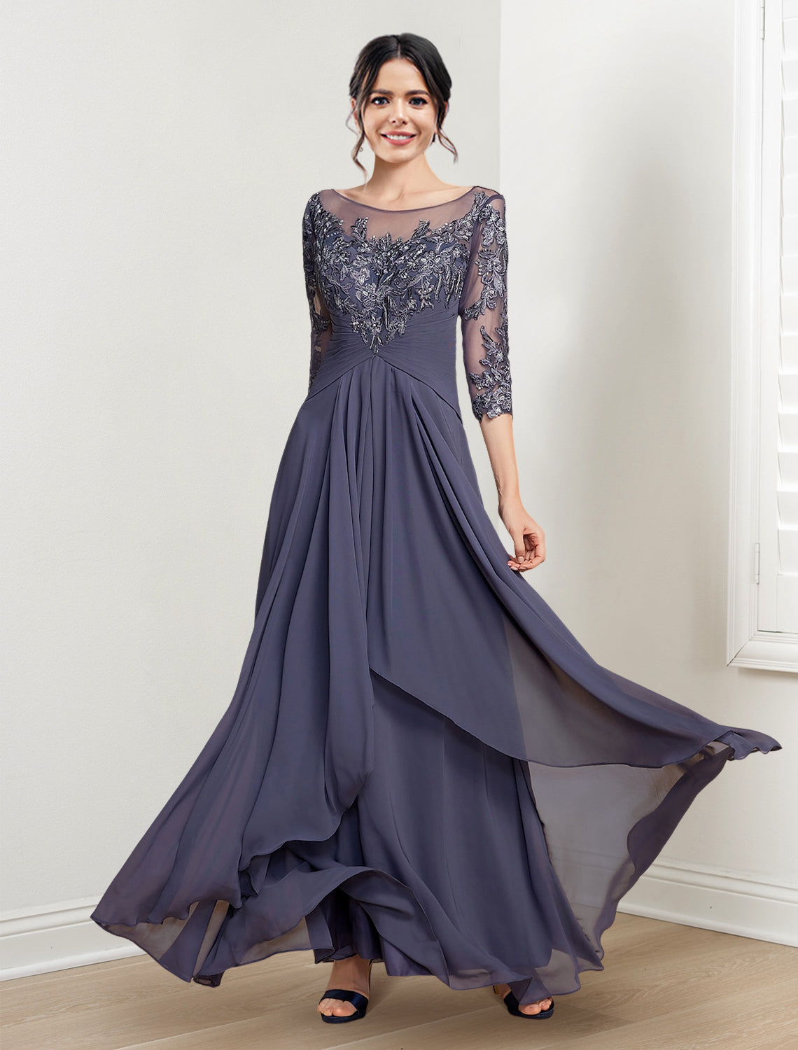 Floor Length Mother Of The Bride Dresses A Line Princess Scoop Necklines